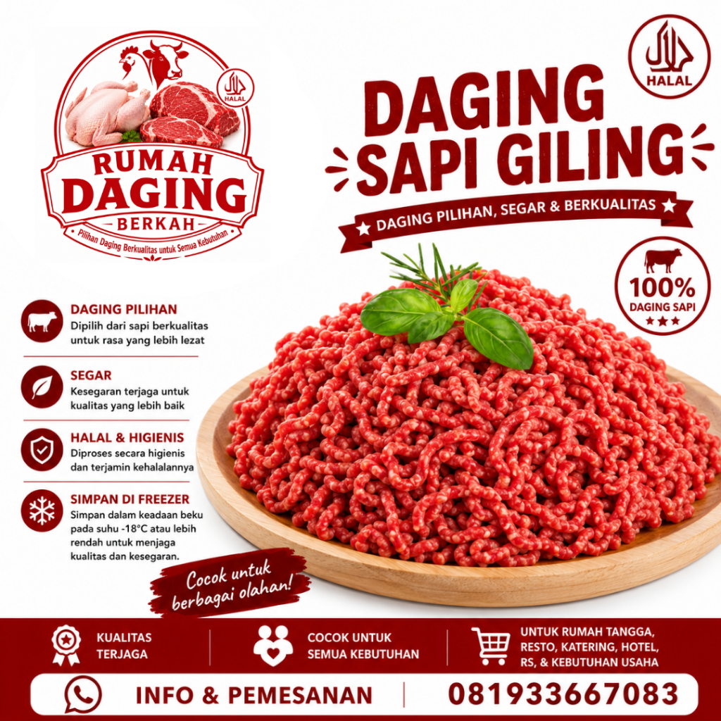 Daging Sapi Giling 1kg | Daging Sapi Giling Premium