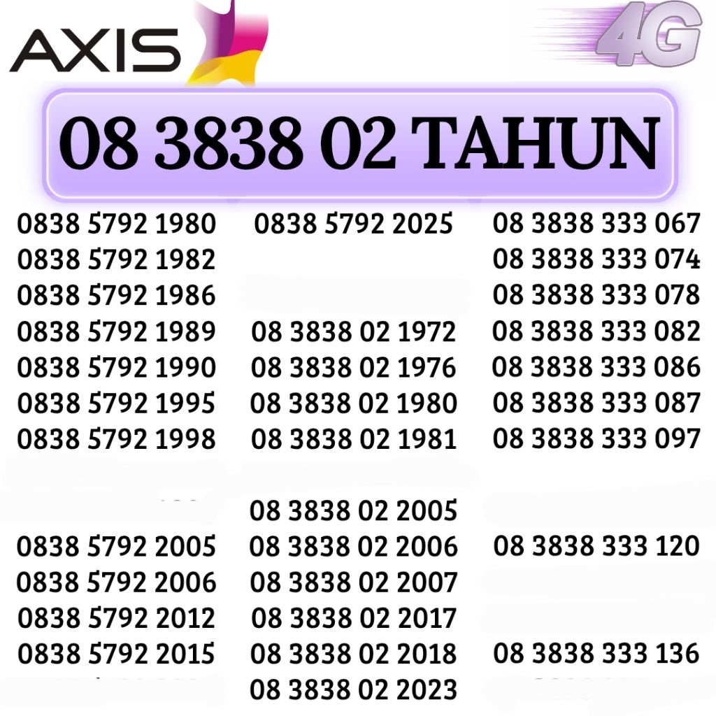 KARTU AXIS - NOMOR CANTIK AXIS TAHUN LAHIR KARTU AXIS NOMOR XL KARTU PERDANA KUOTA 3 GB NOMOR CANTIK