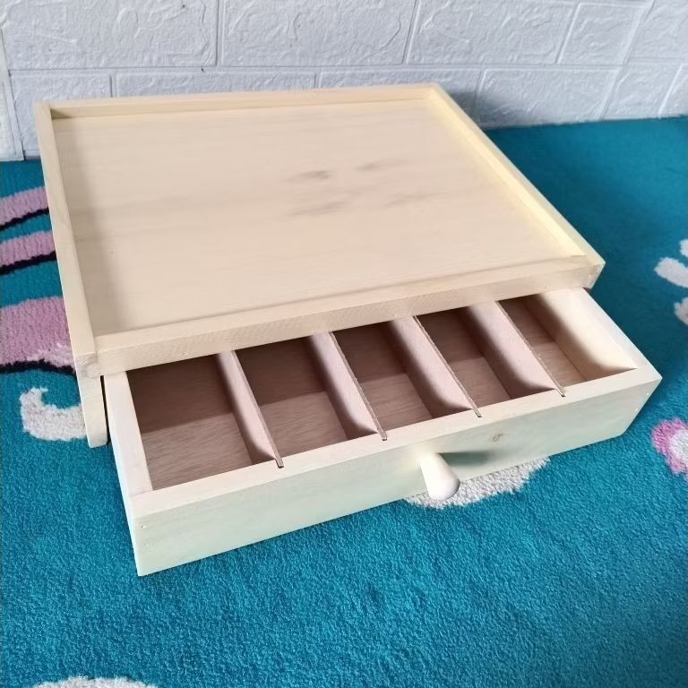 Nampan laci sendok, garpu aesthetic wooden tray kayu pinus