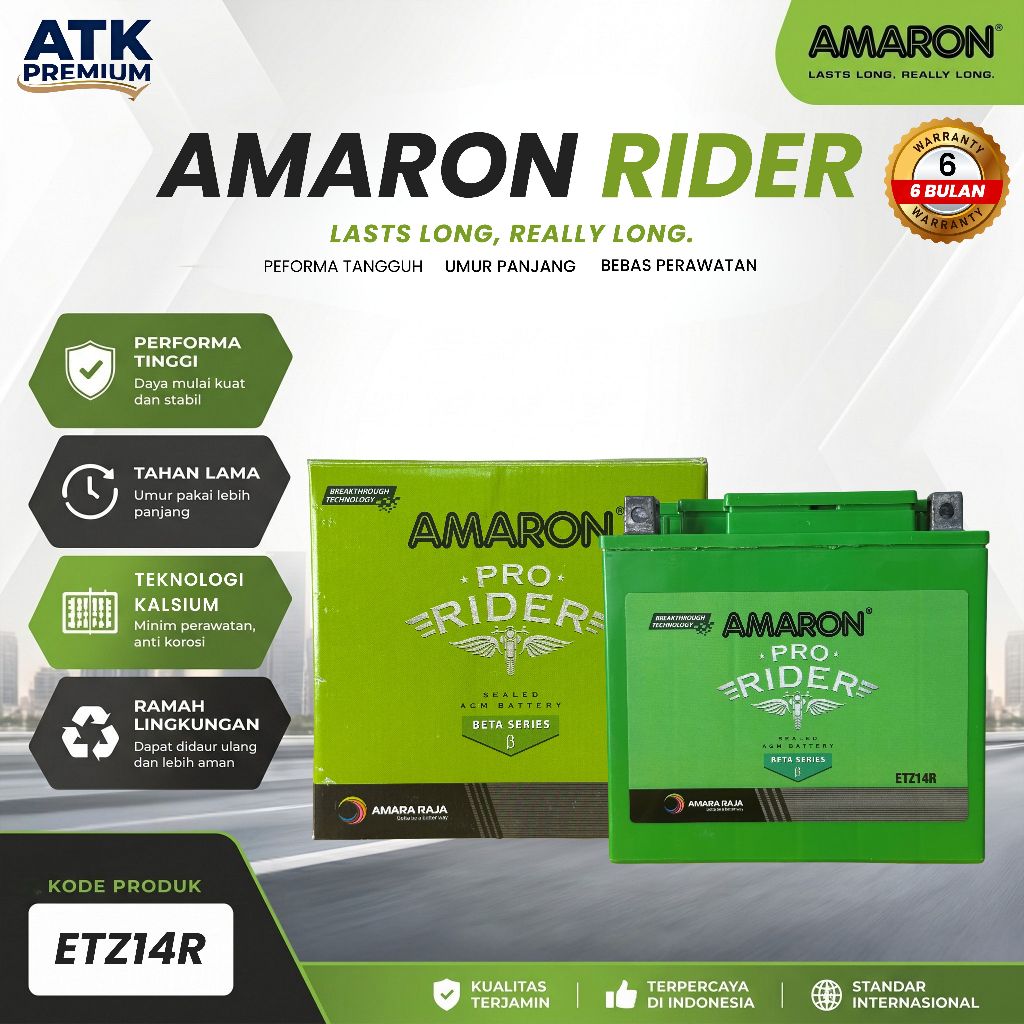 Amaron Aki Kering Royal Enfield Continental 650 ETZ14R / YTX14 - 12V / 12Ah Aki Kering