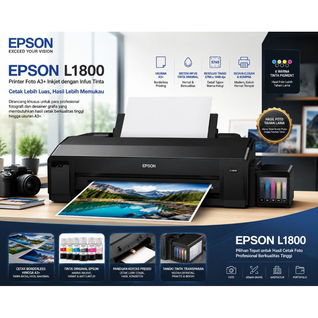 Epson L1800 A3+ Photo Printer 6 Warna | Bekas Berkualitas