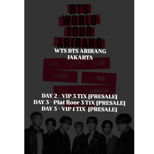 JUAL TIKET BTS ARIRANG JAKARTA (VIP)