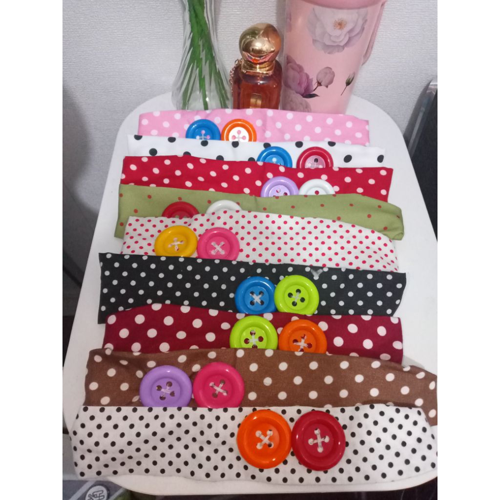 BANDO KANCING BANDANA POLKADOT KANCING FULL WARNA LUCU GEMES UNIK
