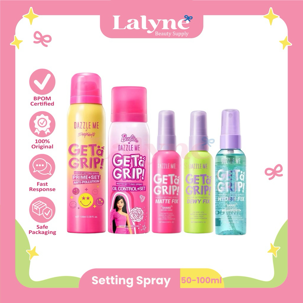 DAZZLE ME Get a Grip Makeup Setting Spray Dewy Fix / Matte Fix / Hydro Fix / Prime Set Anti Polition