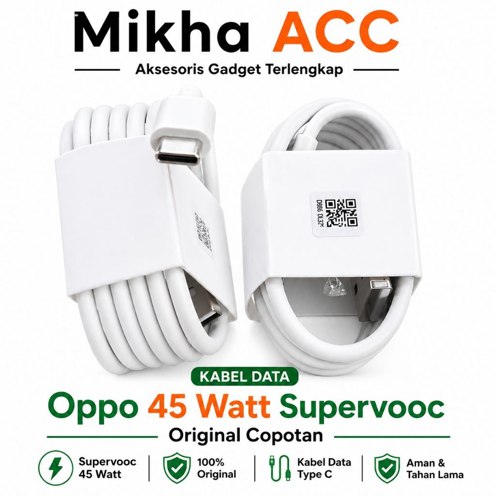 Kabel Data OPPO Type C Original 100% Supervooc Bawaan HP 18W 33W 45W Oppo A52 A51 A71 A3 Pro A5 Pro 