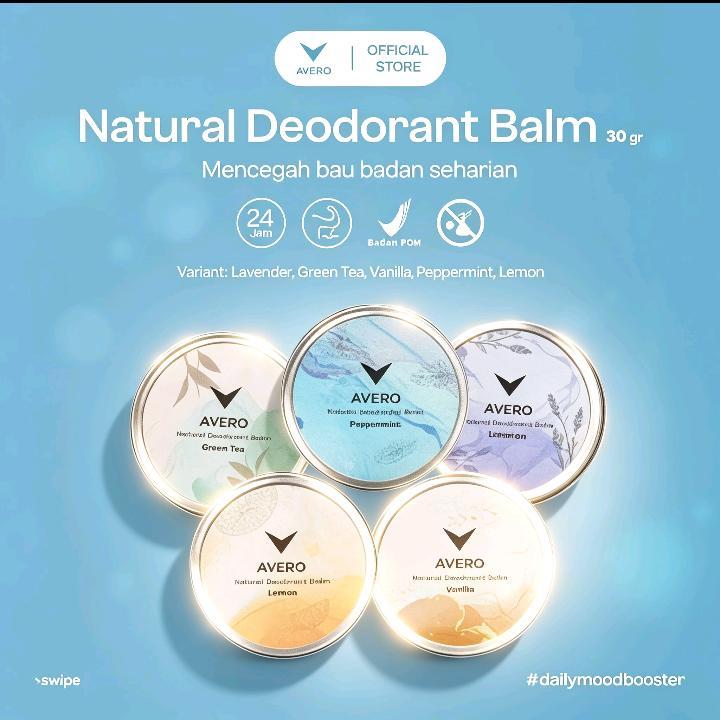 Deodorant Balm Avero Solid Deodoran Ketiak Alami BPOM Tanpa Alkohol & Alumunium Pewangi Ketiak|La na