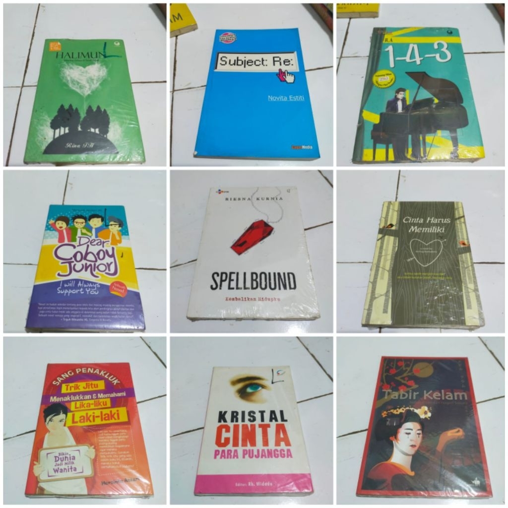 Novel Halimun seberkas cahaya / Dear coboy junior / Cinta harus memiliki / 1-4-3 R.A / Kristal cinta