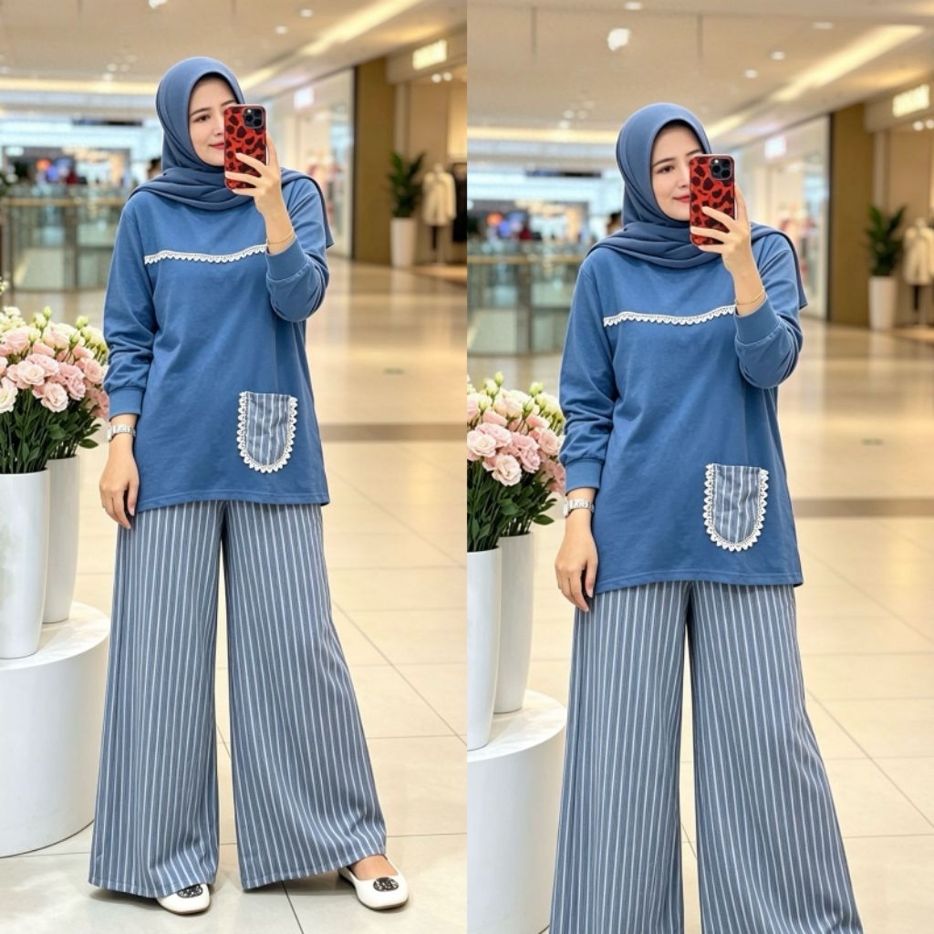Set Kulot Marisa / Baju Combed Set Celana Kulot Katun / COD