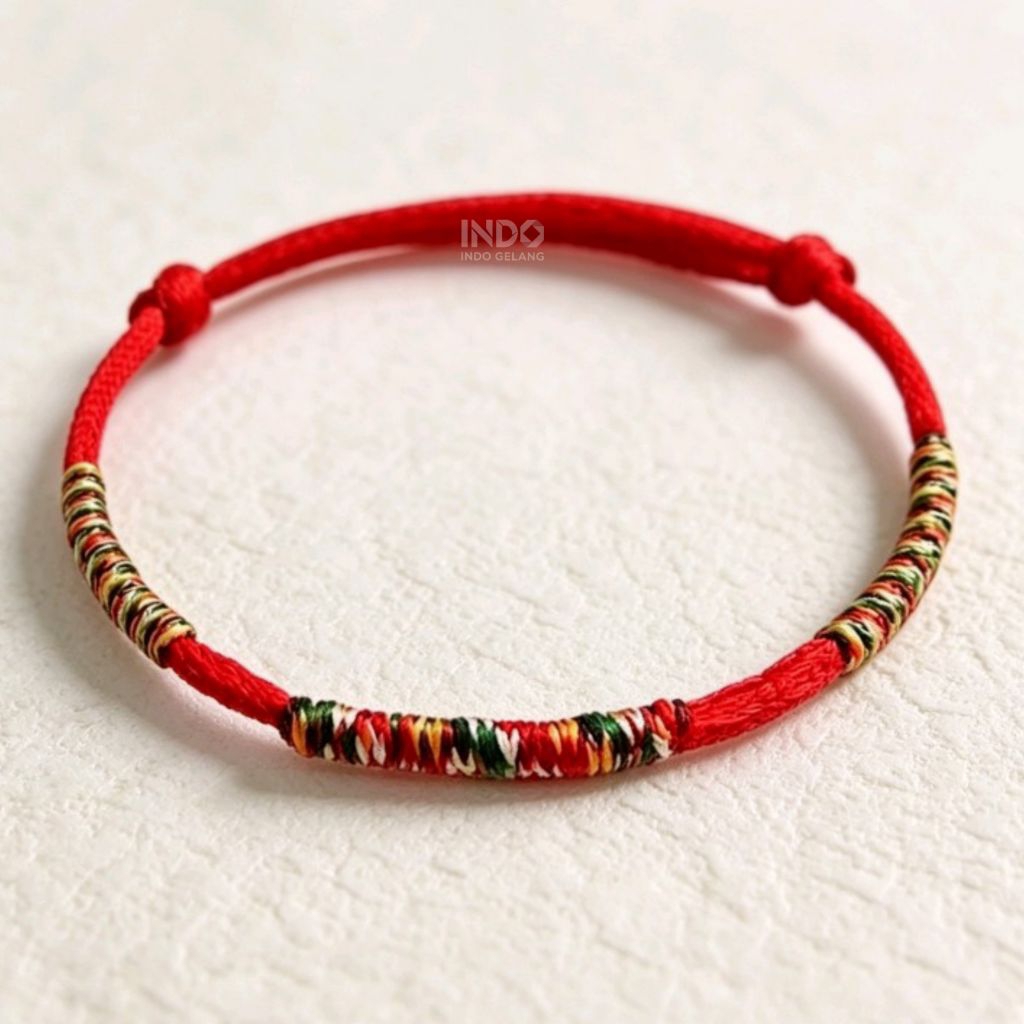 tibetan bracelet red colorful string gelang tibetan merah pancawarna