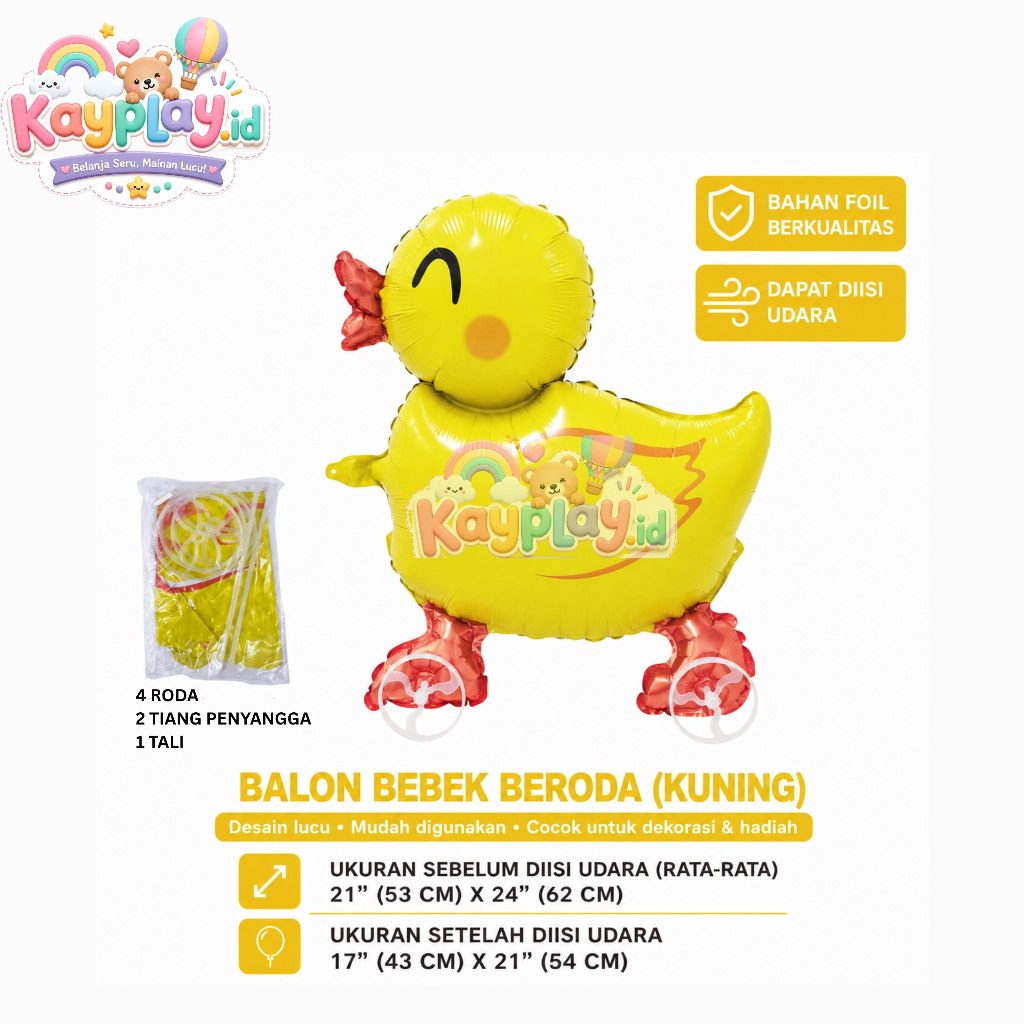 Balon Foil Karakter Roda Bisa Berjalan - Roda Bebek