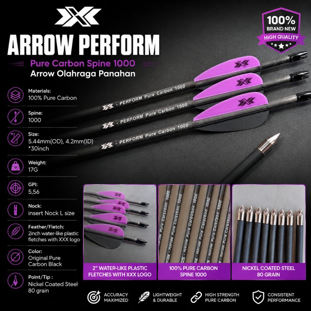 XXX ARROW PERFORM Pure Carbon Spine 1000 Arrow Carbon 30 Inch Recurve Compound Archery
