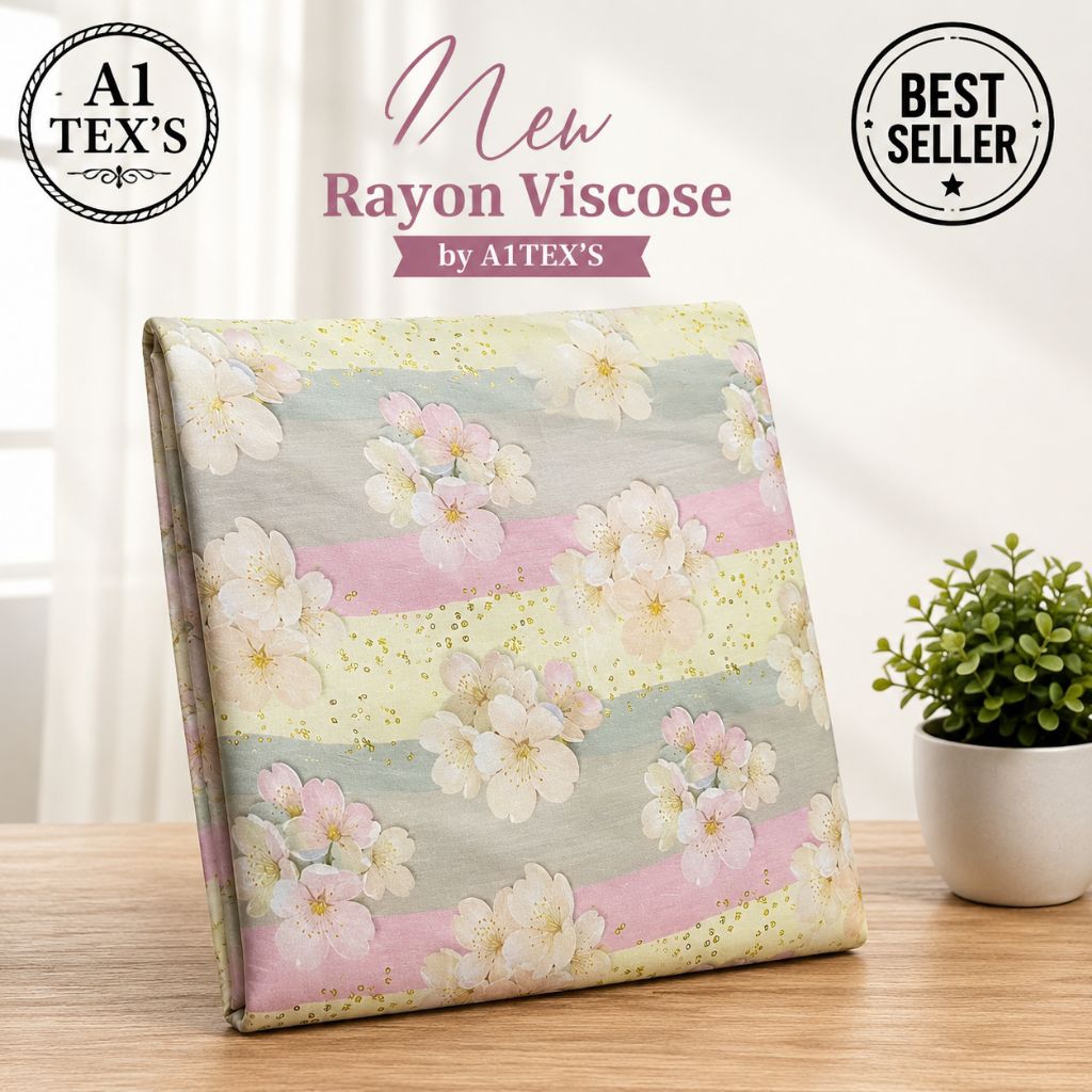 Kain Katun Rayon Viscose Premium - Kain Rayon Viscose Premium Sakura Pastel DreamKain Motif Cherry B