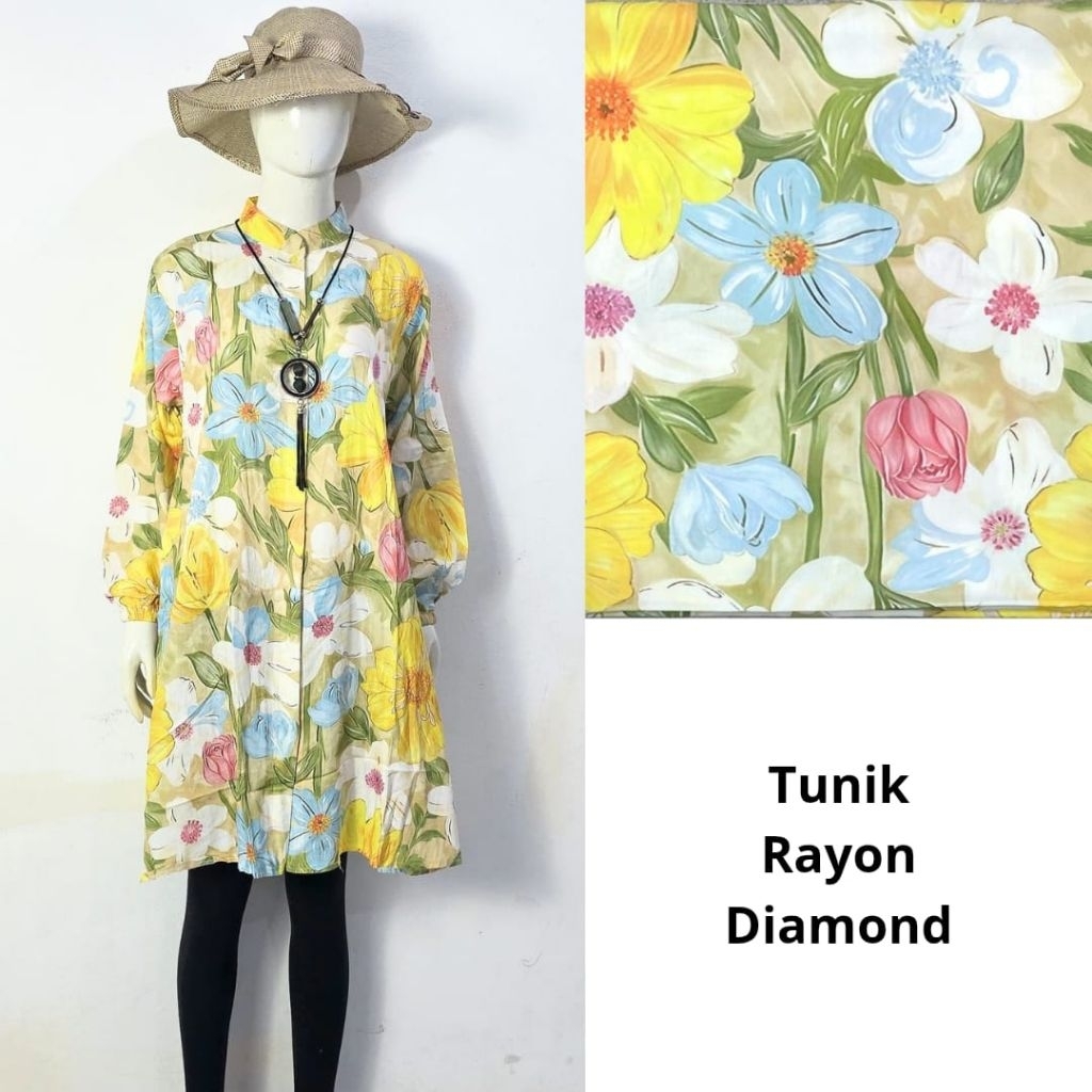 Tunik Kemeja Katun Rayon ImportNew Full Motif Bunga Keren
