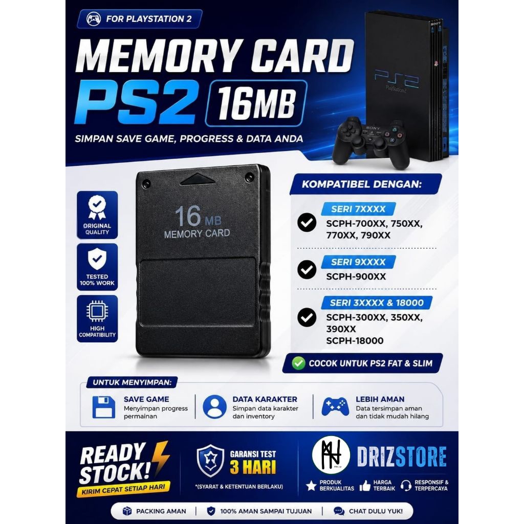 MC Funtuna 16MB Memory Card PS2 - MCBoot Support Main Game Flashdisk HDD OPL Semua Seri