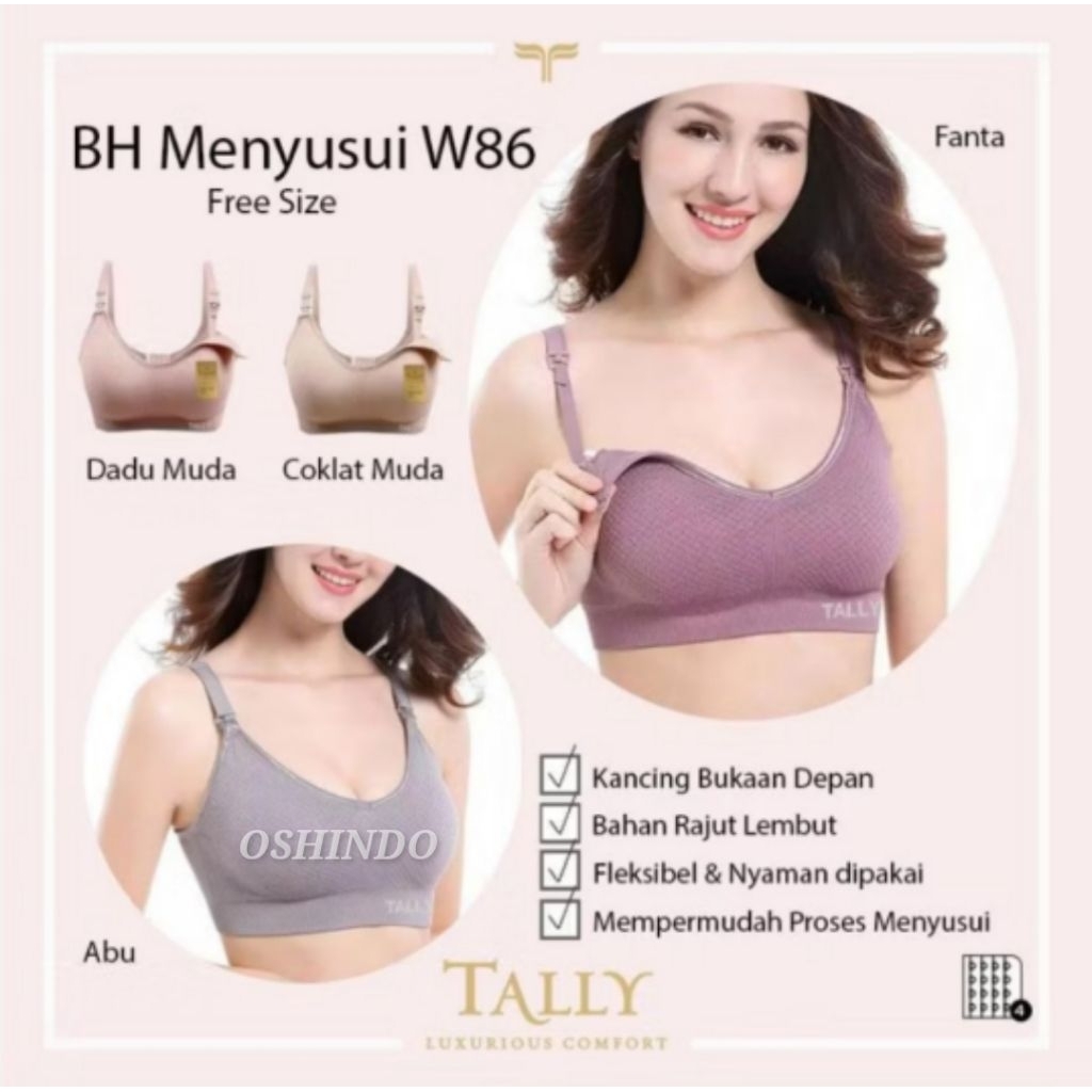 Bra Wanita TALLY W86 W 86 BH Bra Menyusui Nursing | Tanpa Kawat | Busa Tipis | Bahan Rajut