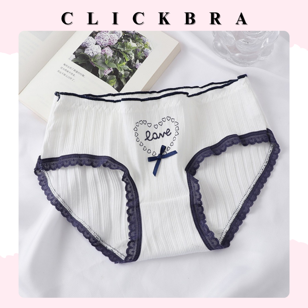 CLICKBRA | CD2145 Celana Dalam Motif Pita Lucu CD Fashion Korean Imut Jepang Underware Navy Putih