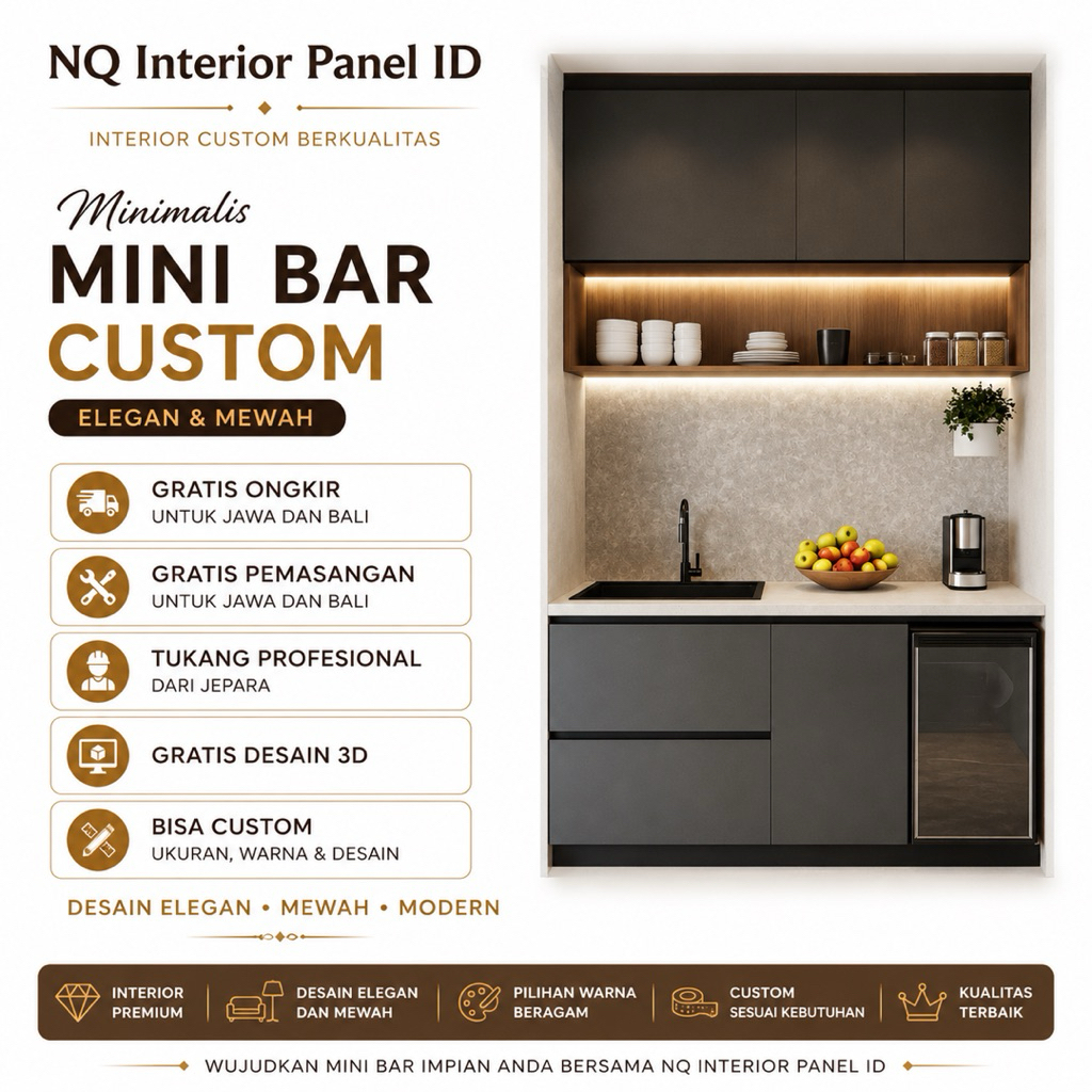 Kitchen Set Mini Bar Minimalis Modern Custom HPL Premium Jepara