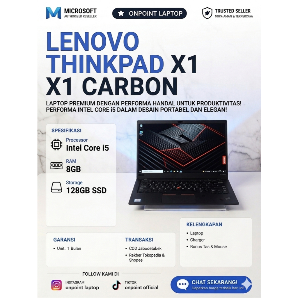 LENOVO THINKPAD X1 CARBON/8GB/128GB/14INCI/WINDOWS 11