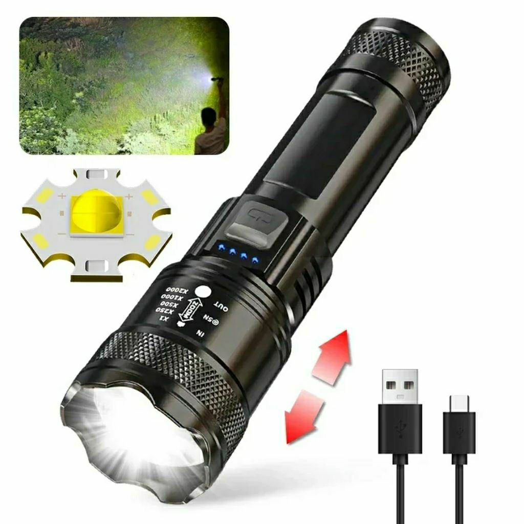 Senter LED Super Terang dan Multifungs senter led + carger hp powerbank rechargeable
