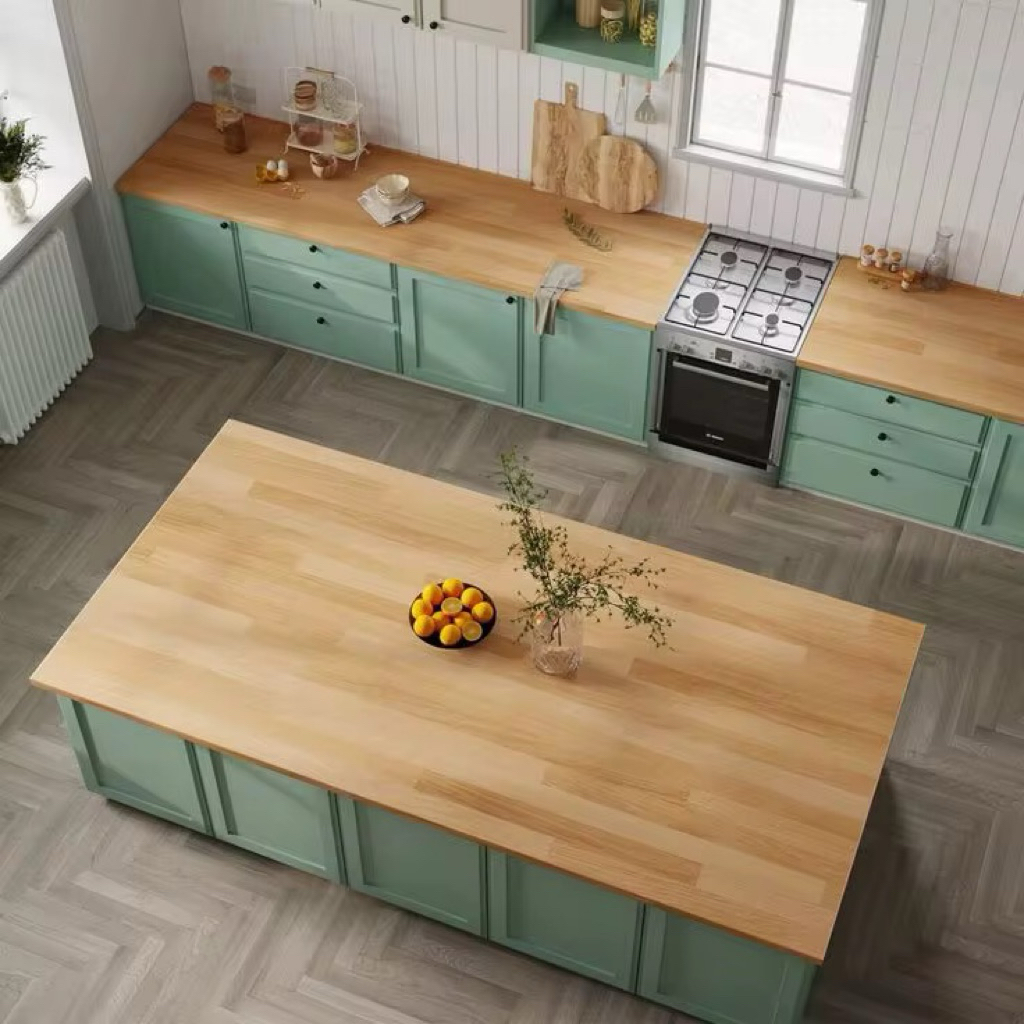 Meja Dapur Kayu Solid Finger Joint Board Custom