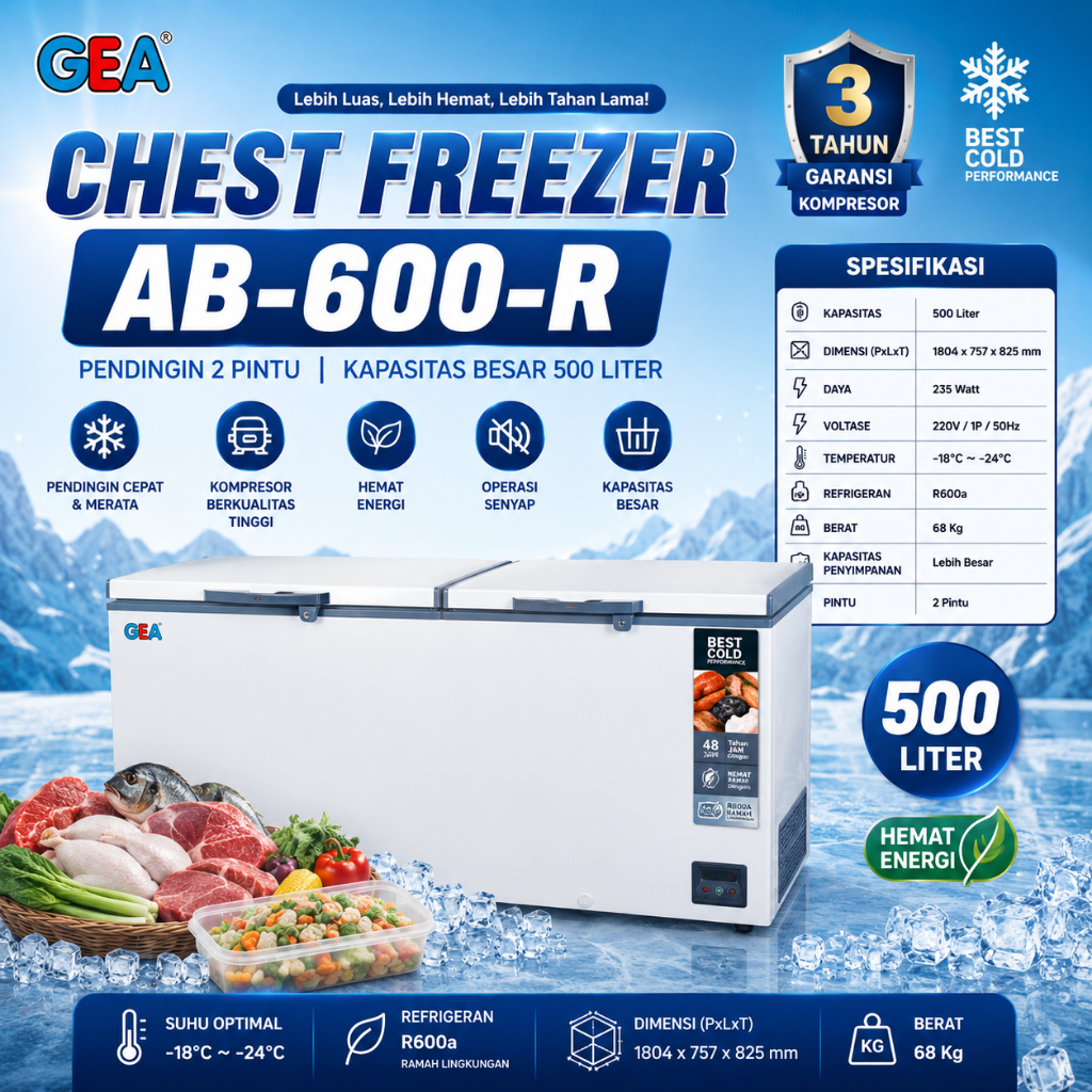 GEA FREEZER BOX 500 LITER / BOX PENDINGIN 500 LITER AB-600R