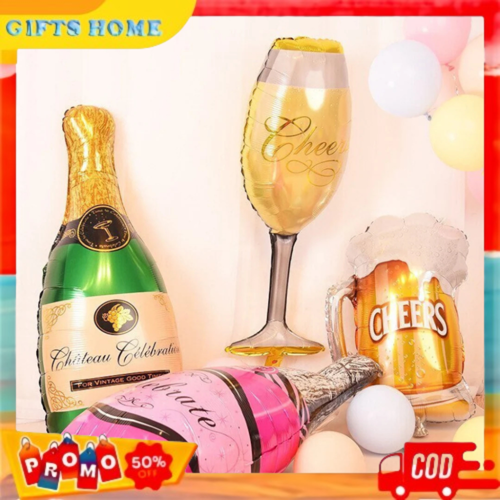 Balon Foil Jumbo Botol Wine Beer Whiskey / Balon Foil Botol Minuman / Balon Foil Bentuk Botol Minuma