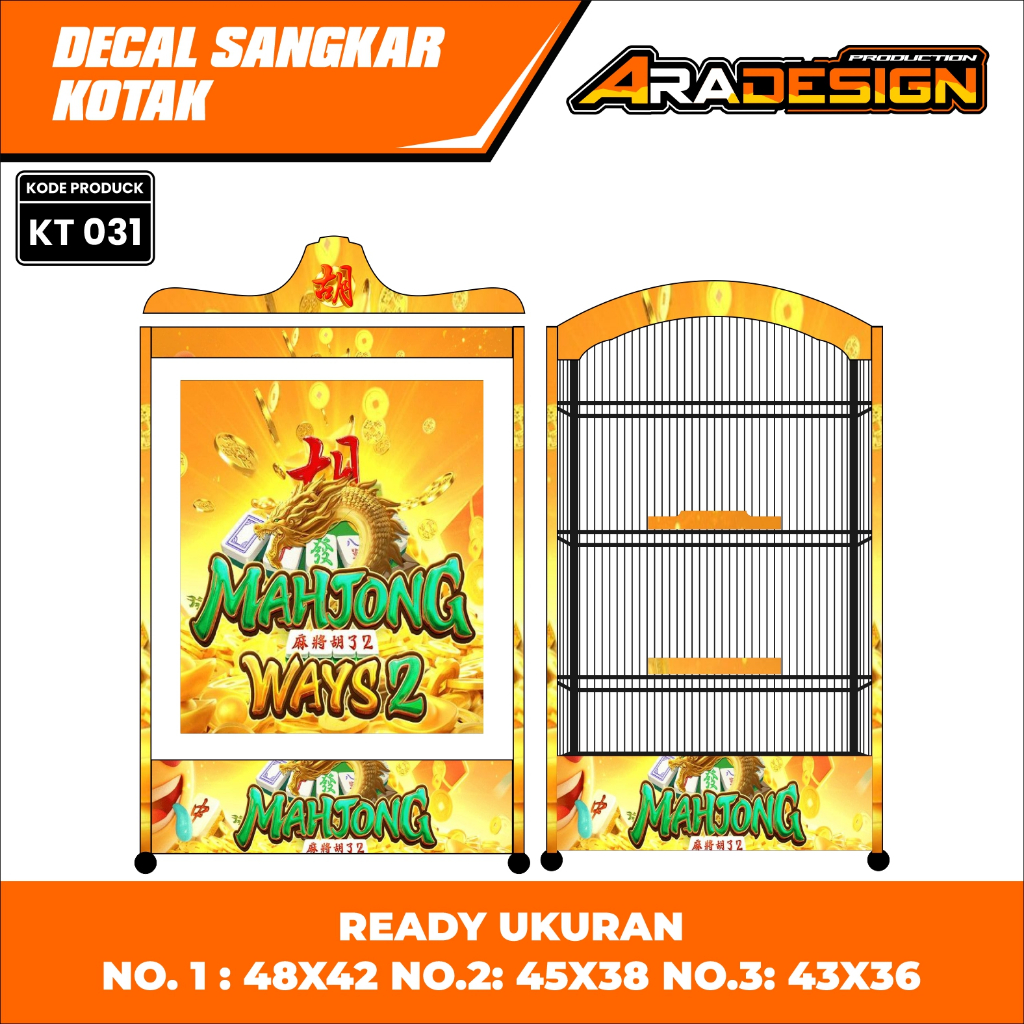 Stiker Sangkar Kotak Decal Sangkar Burung Model Terbaru Motif Mahjong Ways