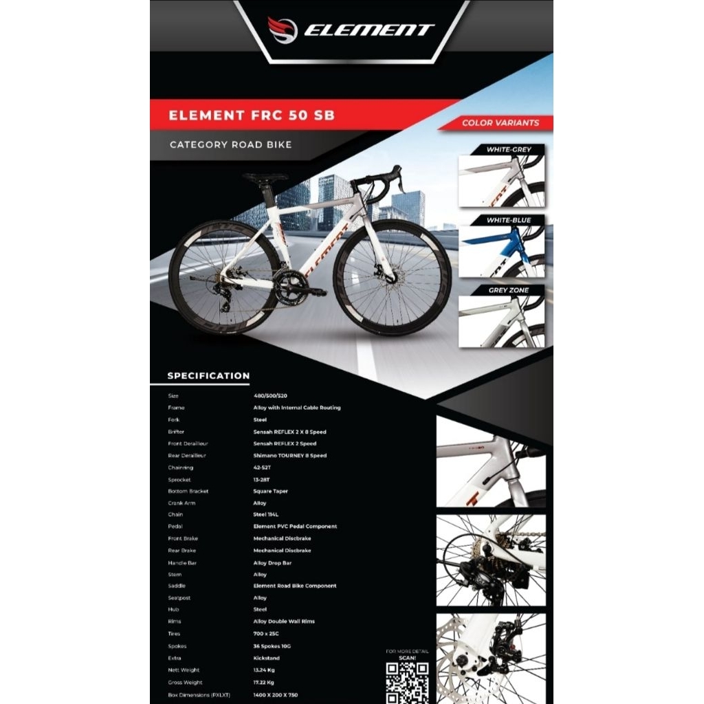 SEPEDA BALAP ROAD BIKE / GRAVEL / HYBRID ELEMENT CURVED LT / MONTREAL / GRD / FRC 38 / FRC 50 EVO CR