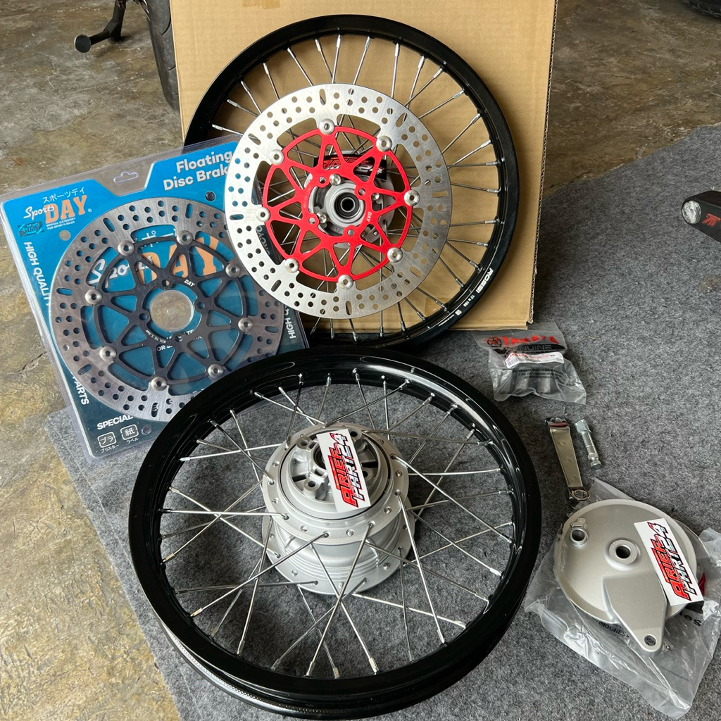 paket velg set (TDR SCARLET ROSSI TK RACING TAKASAGO EXCEL ) 160.185 17 tromol jupiter original bela
