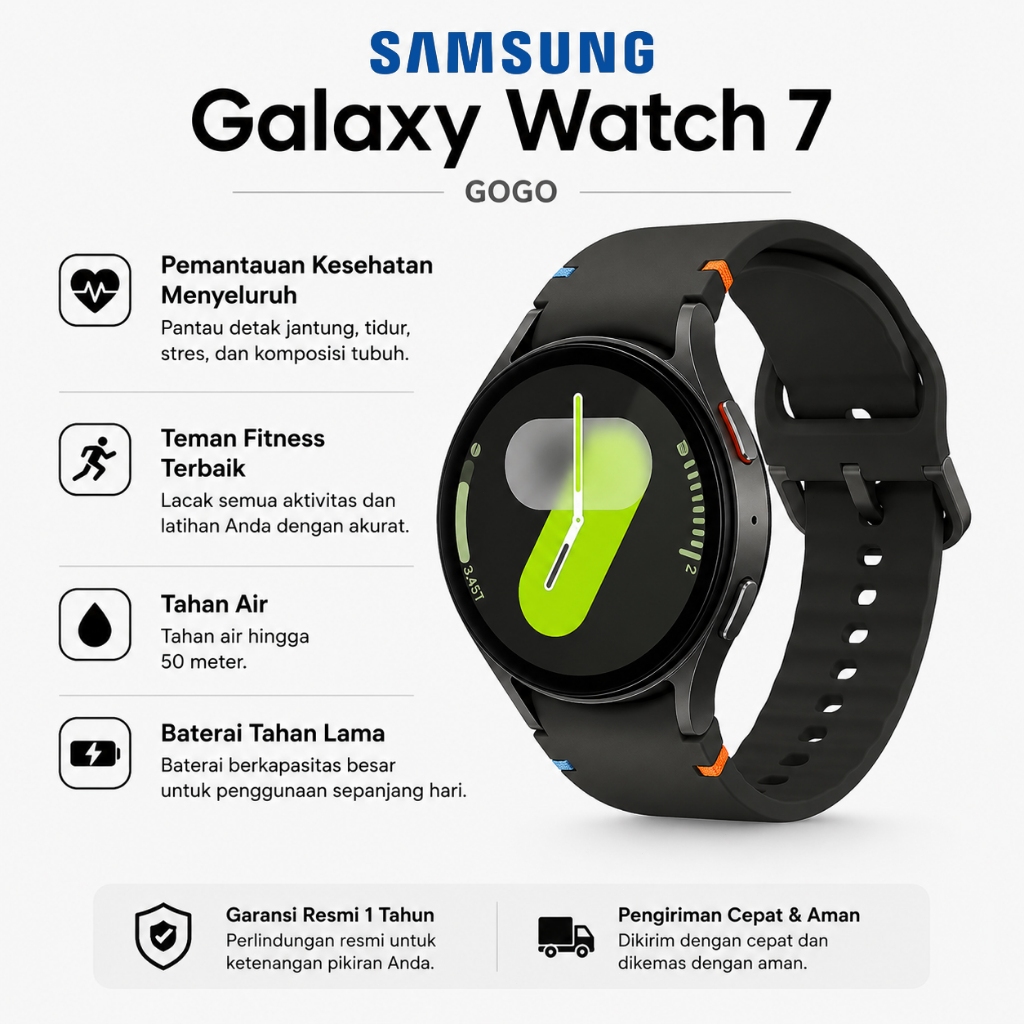 COD, Samsung Galaxy Watch 7, Jam Tangan Pintar, Galaxy AI, Garansi Resmi, Bluetooth, Kesehatan, GPS,