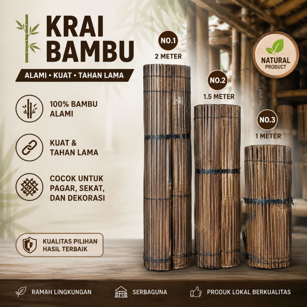 Kerai bambu kerek Kerai bambu pernis tirai bambu 2 meter Kerai outdoor krei bambu Kerai balkon Kerai