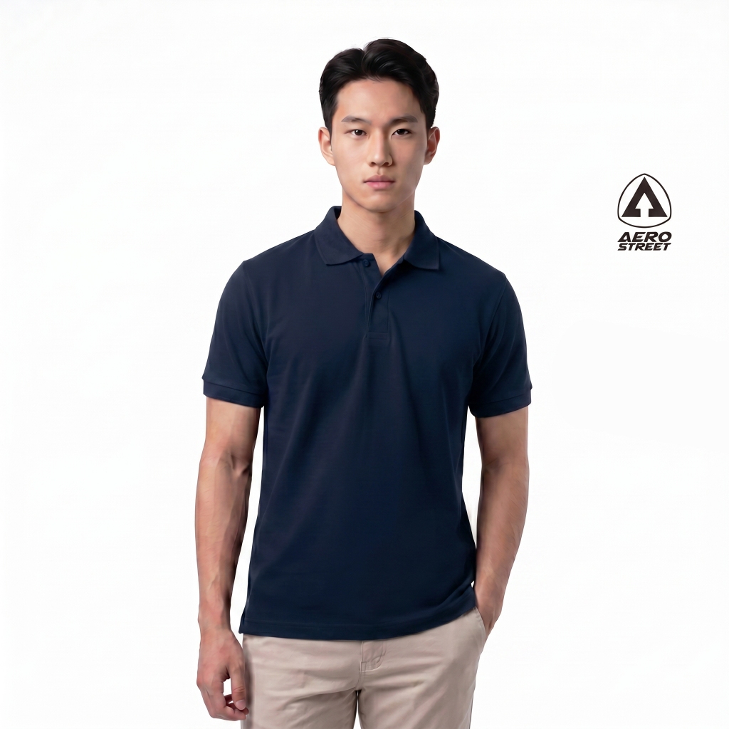 Aerostreet Polo Shirt Hans Navy Kaos Kerah Poloshirt QFAAA