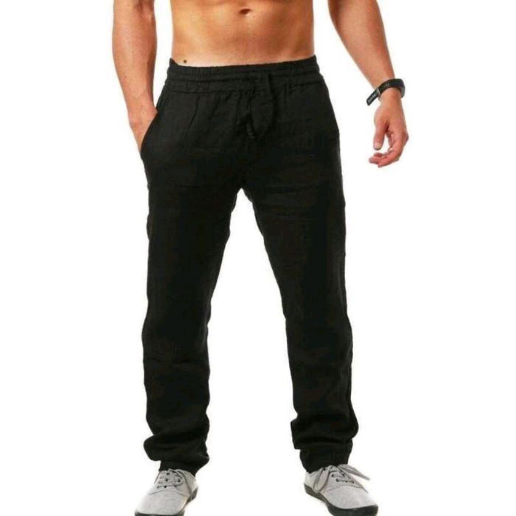 Celana linen pria slimfit celana panjang pria katun linen casual
