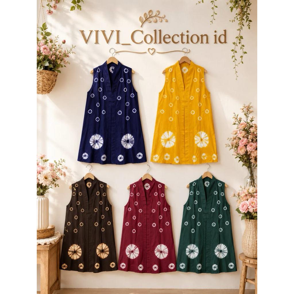 Outer Batik Jumputan,Outer Batik wanita,Outer Yukensi,Rompi Wanita,vest rompi batik kelinian,Outer b