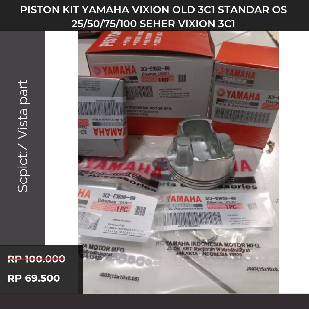Promo  PISTON (STD) YAMAHA VIXION OLD 3C1-E1631-00 ORIGINAL YAMAHA