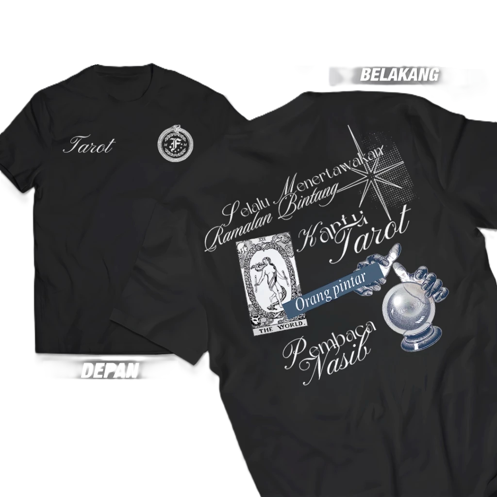 Kaos dewasa KARTU TAROT FEAST Kaos Distro KARTU TAROT FEAST Unisex Cotton Combed Pria dan Wanita