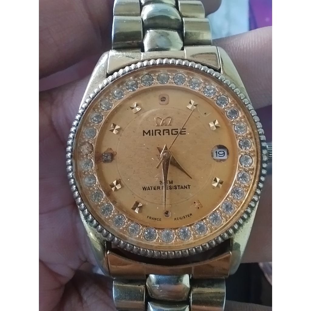 jam tangan mirage 1579 ion plating gold lapis emas