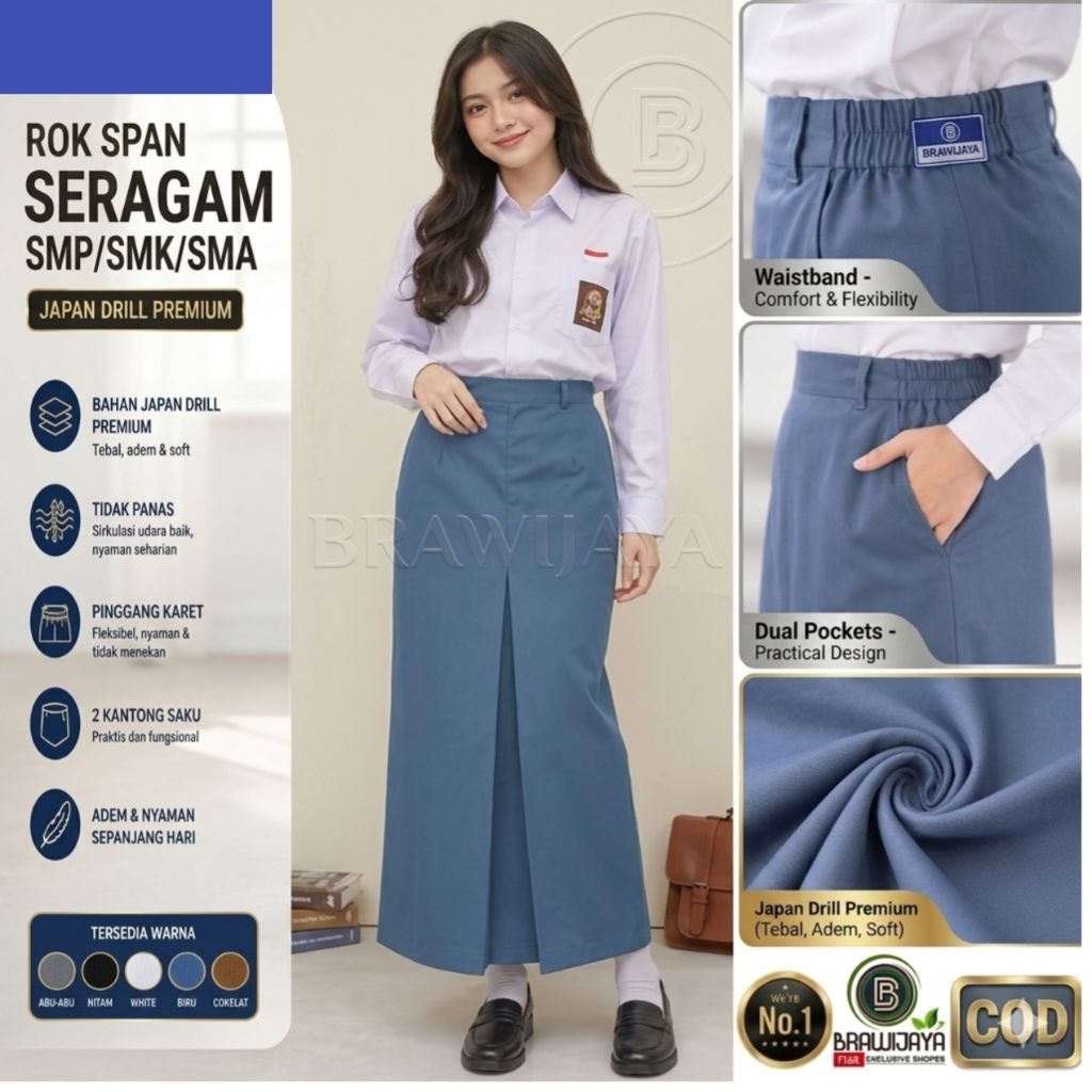 ROK SPAN COKELAT PRAMUKA SERAGAM SEKOLAH SMP SMA SMK PREMIUM