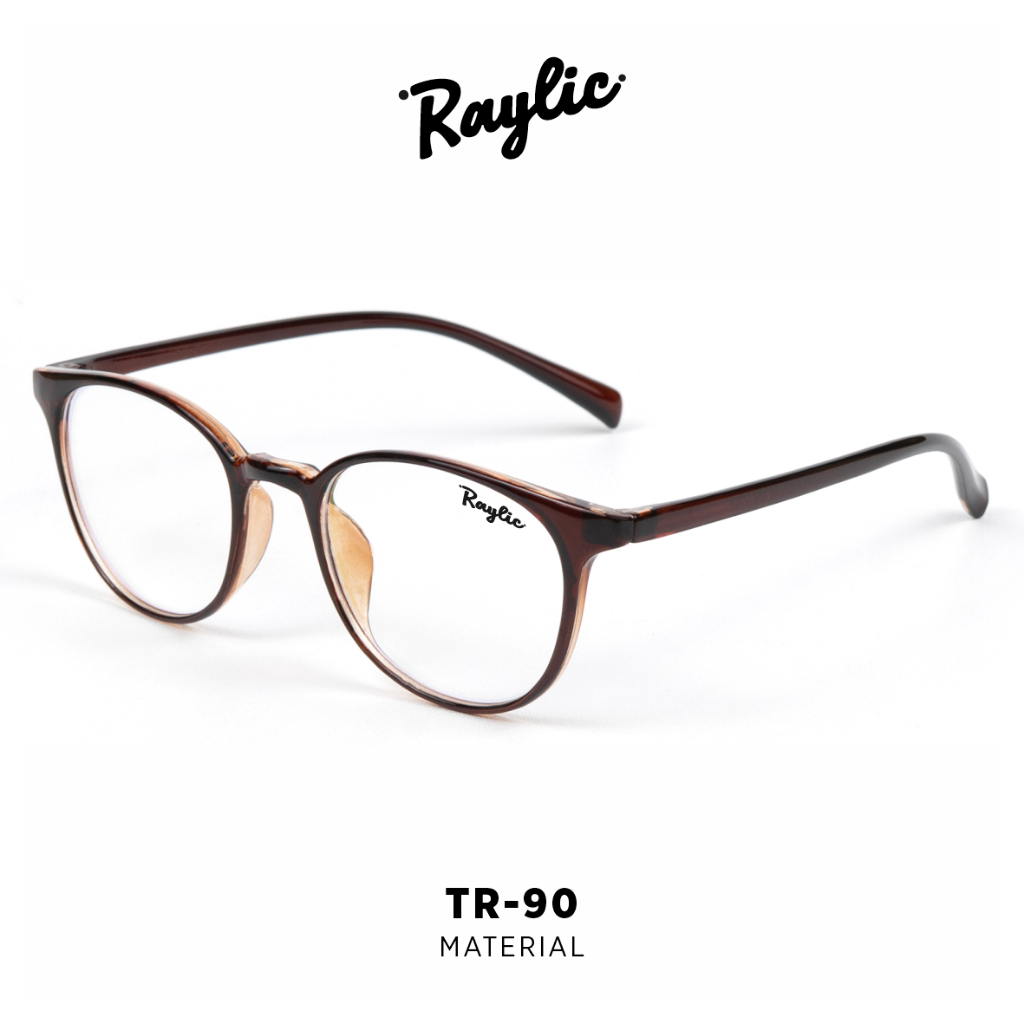 RAYLIC Kacamata Bulat Fashion Pria Wanita Bisa Minus Photocromic Anti Radiasi Blueray Frame Bahan TR