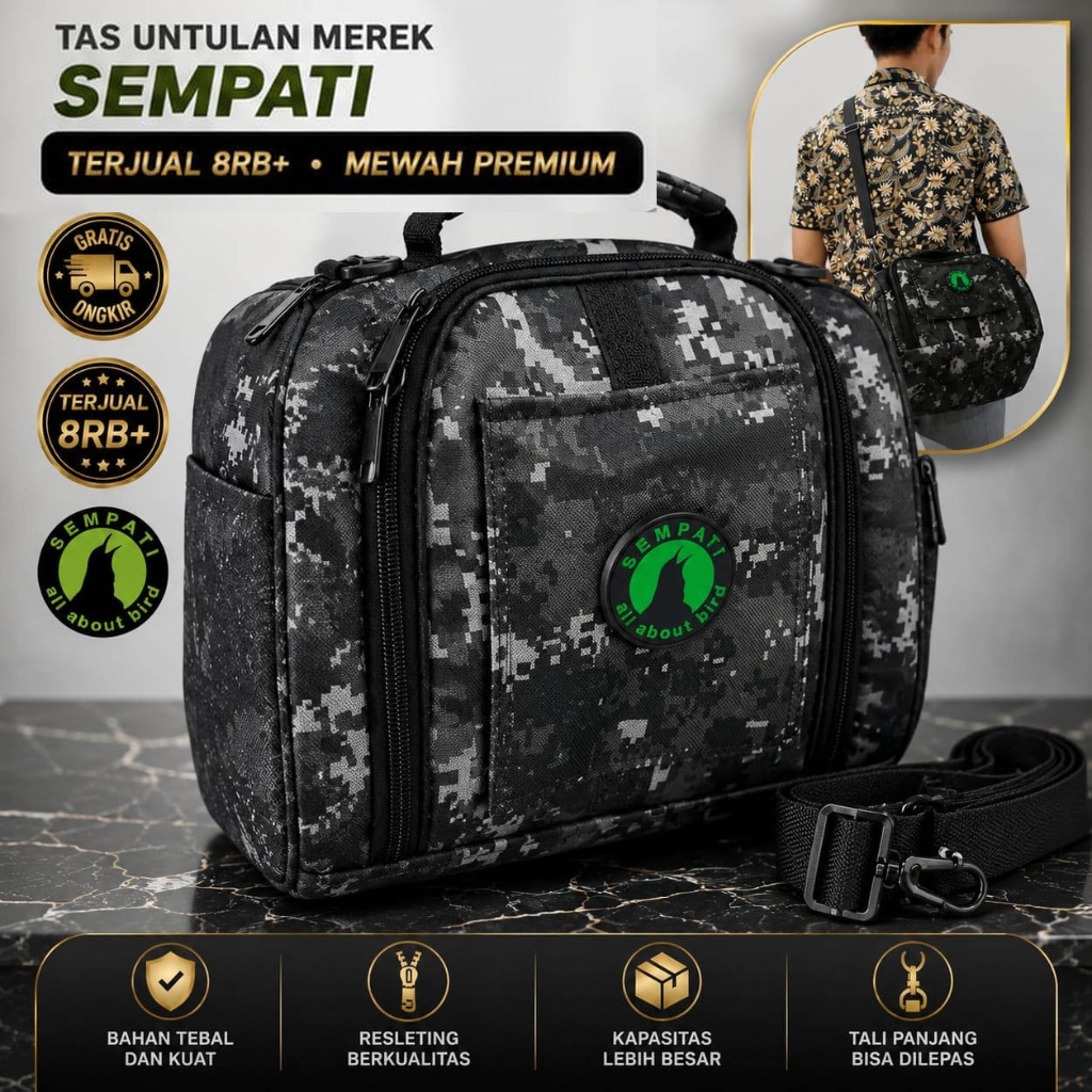 SEMPATI Tas Untulan Burung D600 Tebal Premium Travel Cage Mini Tas Bawa Sangkar Lovebird Pleci Kenar