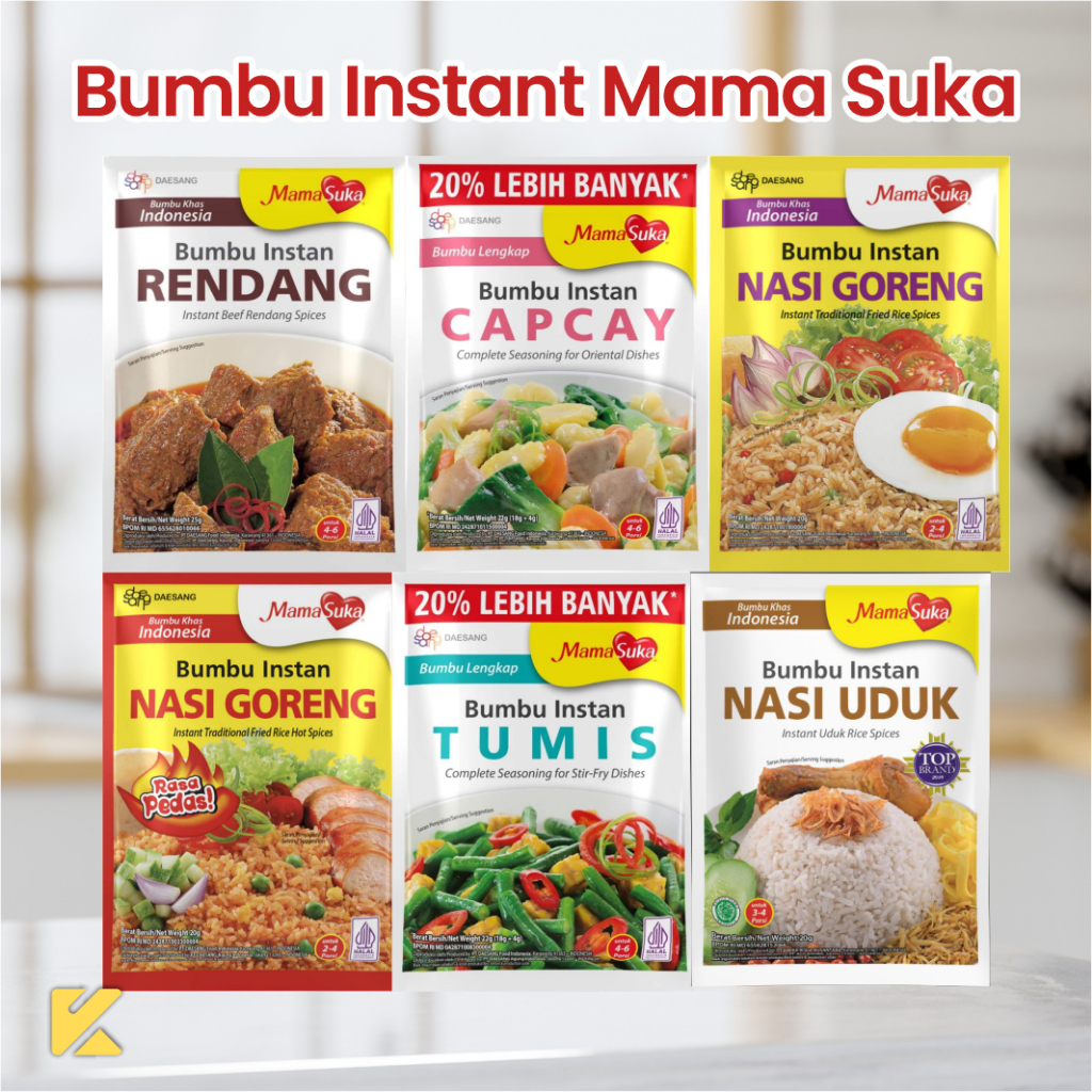 MamaSuka Bumbu Instant Rendang Capcay Tumis Nasi Goreng Pedas Nasi Uduk Opor 25g - Bumbu Masak Prakt