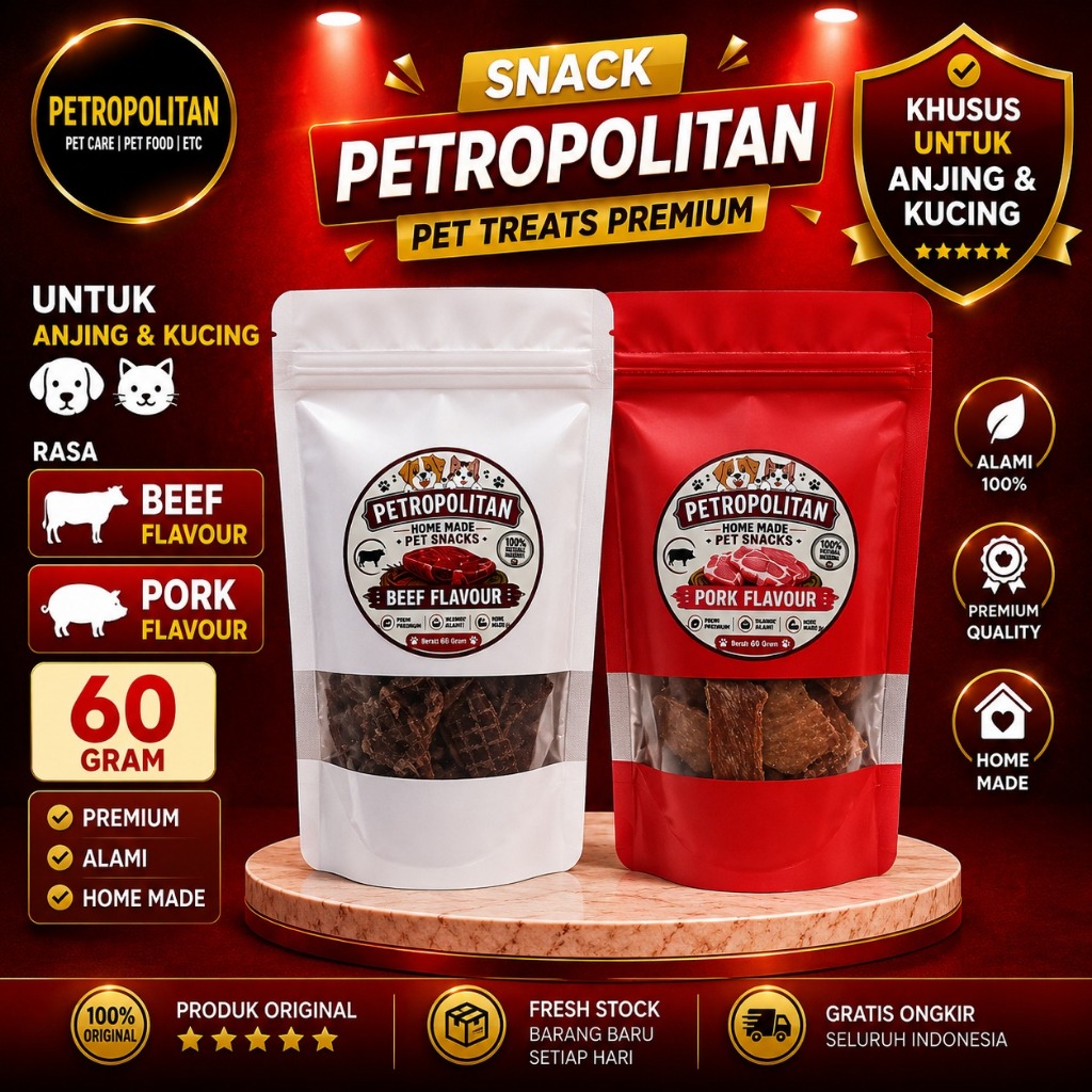 Snack Petropolitan Pet Treats Premium Pork 60 Gram | Snack Anjing & Kucing Premium Homemade