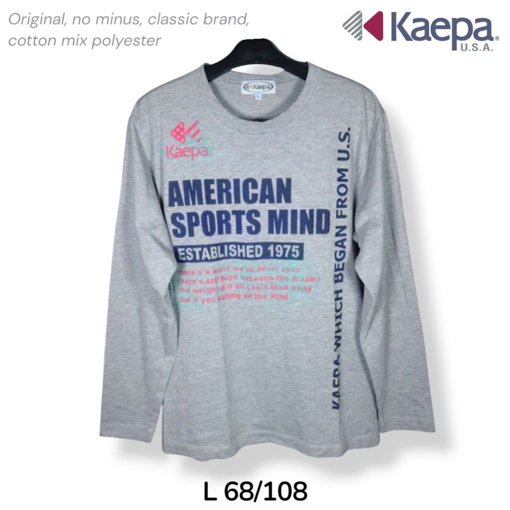 Kaepa Long Sleeves T-shirt American Sports Mind Size L Kaos Lengan Panjang Abu