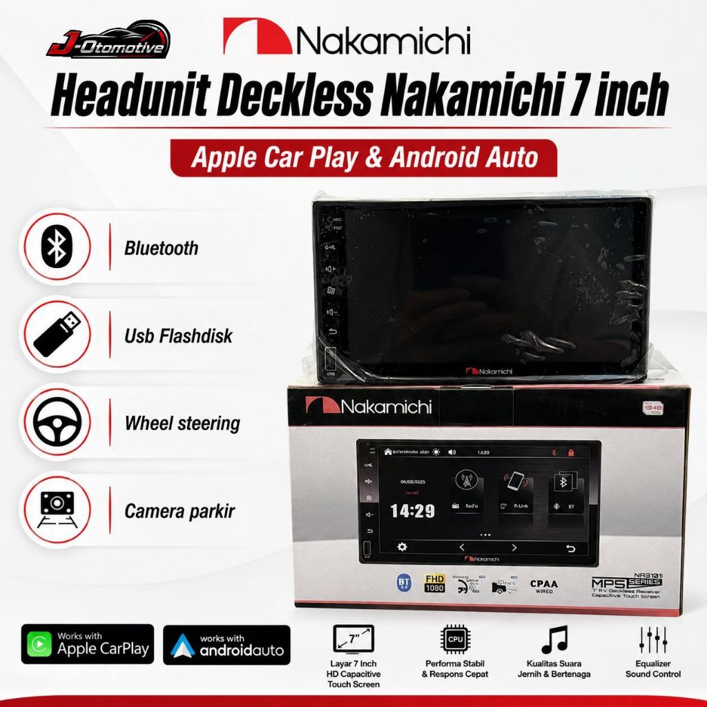 DECKLESS NAKAMICHI NA3101i – Head Unit Android Auto & Apple CarPlay Mirrorlink, Bluetooth, USB, Radi