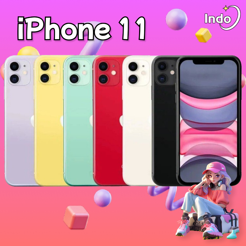 iPhone 11 Second 64GB 128GB Unlocked All Provider 6,1inche LCD Ori 100% Fullset Mulus Normal Phone 1