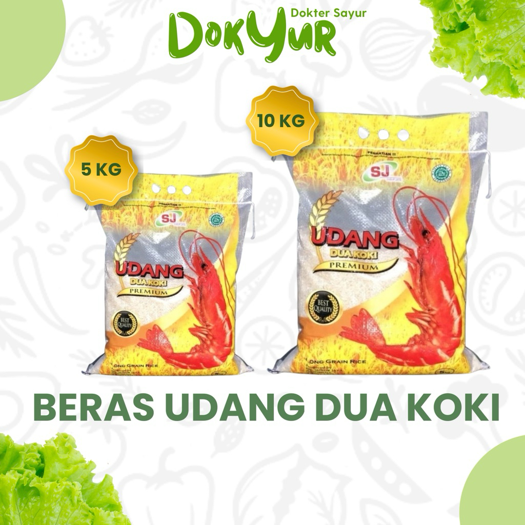 Beras Premium Udang Dua Koki 5kg & 10kg Pulen, Bersih, Enak - DokYur Sayur Lampung