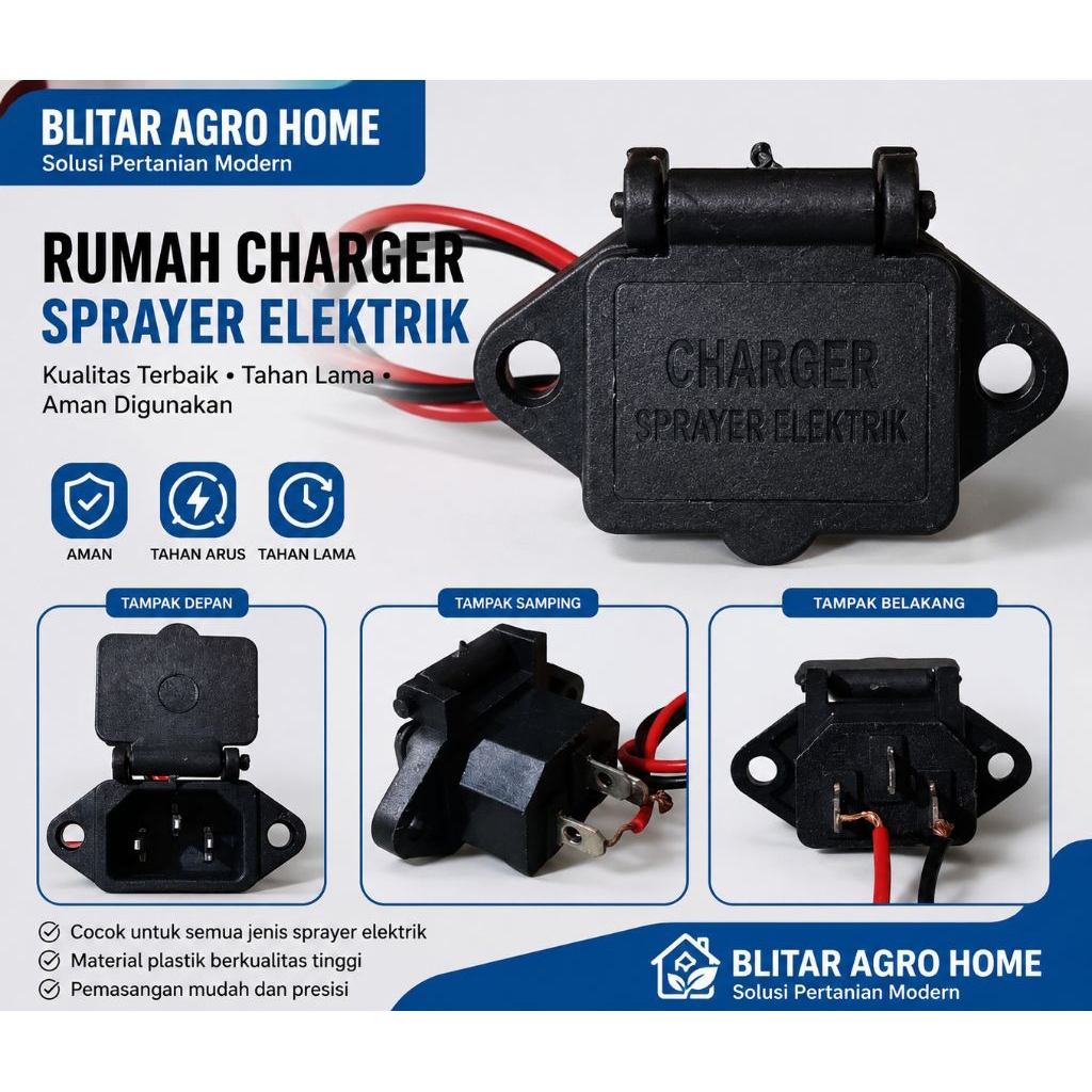 Rumah Charger Sprayer Elektrik Universal Soket Cas Tangki Semprot Elektrik Pertanian