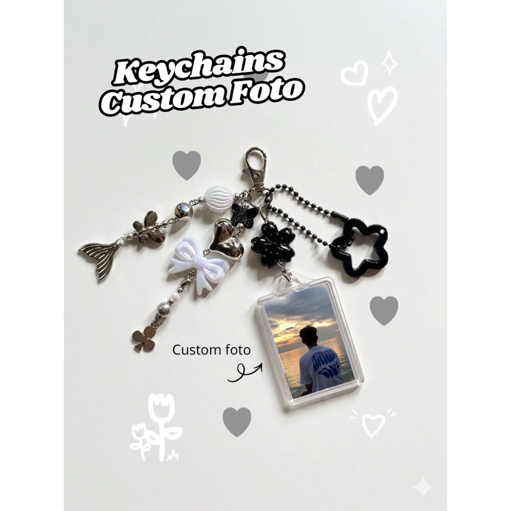 {Custom Foto} keychains Manik Manik y2k CUSTOM FOTO ACRYLIC LUCU