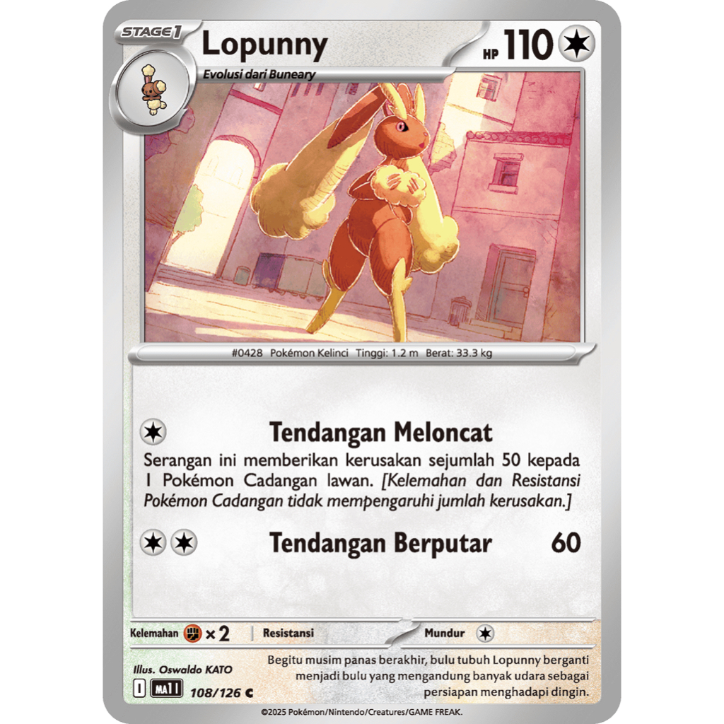 Pokemon Lopunny TCG Kartu Bulk Common