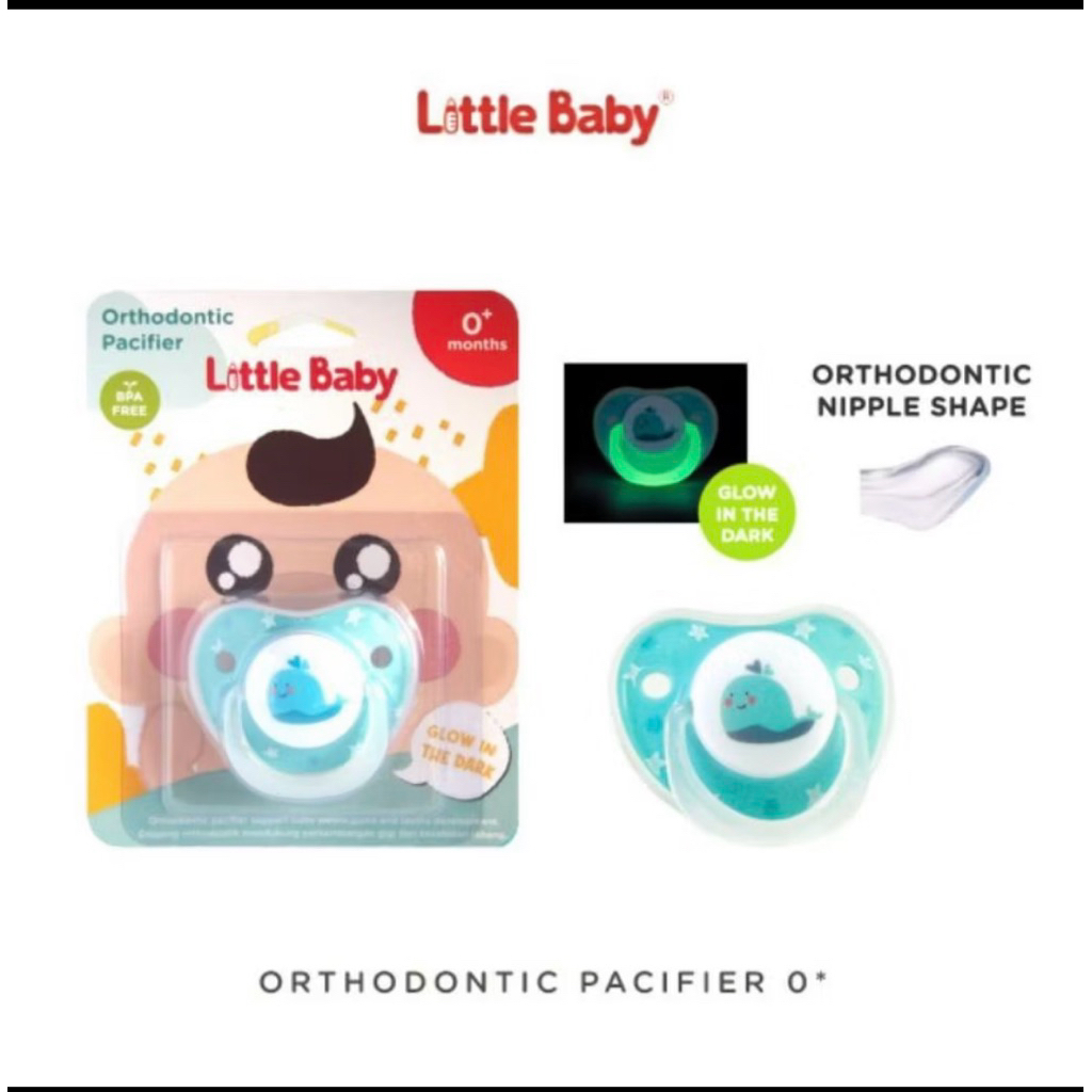 Little Baby Empeng Bayi Ortodontik - Desain Ortodontik, Aman, Nyaman, Glow in the Dark